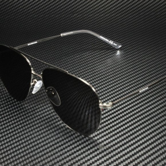 Balenciaga Unisex Shiny Silver and Grey Sunglasses - Picture 1 of 4